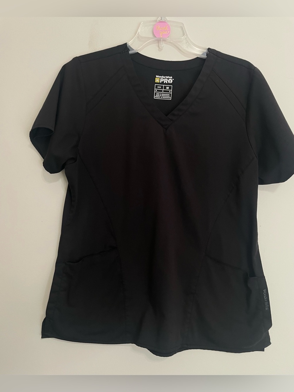 WonderWink PRO Black V-Neck Scrub Top ~ Size Medium ~ Medical Staff‎
